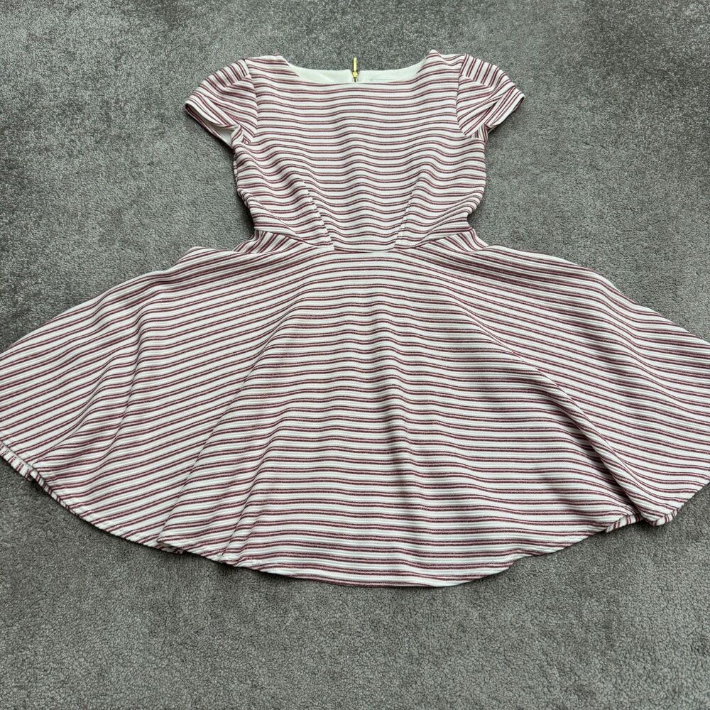 Closet London Metallic Striped A-Line Fit & Flare Mini Dress Womens 8 Pink White